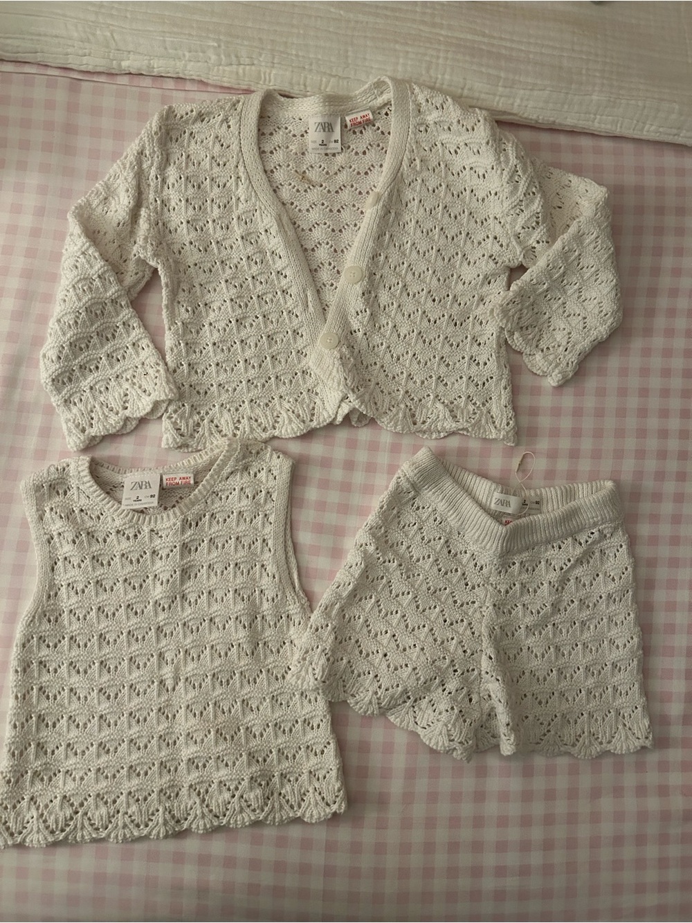 Zara Cream Knitted 3-Piece Sweater Set